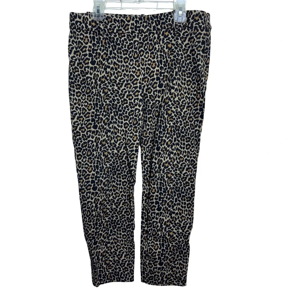 J. Crew Winnie‎ Pant Leopard Print Casual Career Women's 6 Cropped Straight Leg